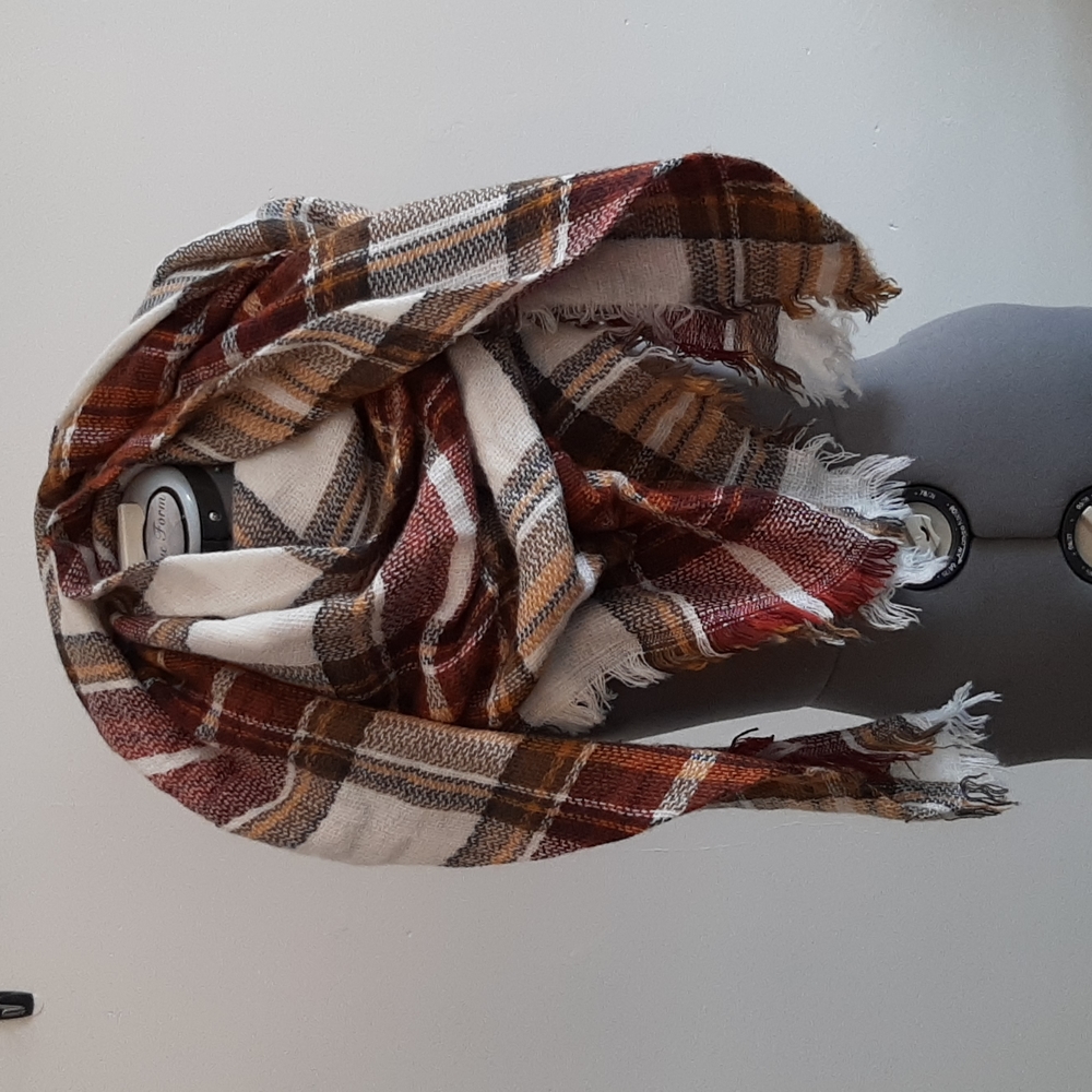 Plaid blanket scarf